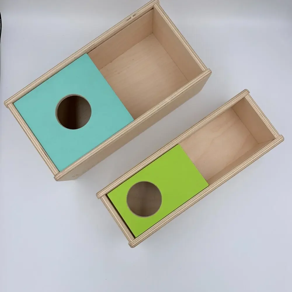 Lovevery Sliding Top Box & Ball Drop Box - Montessori Wooden Toys